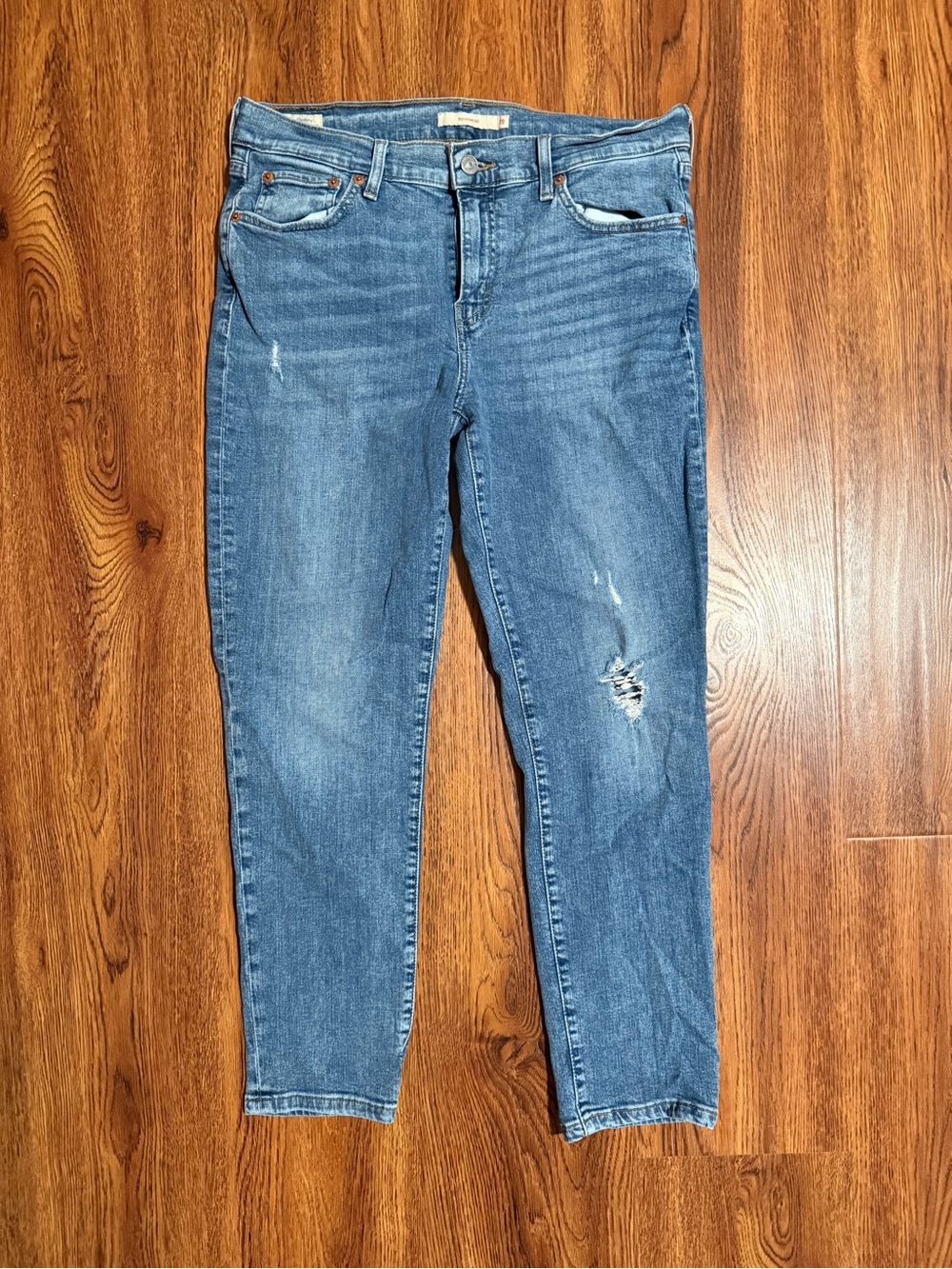 Levi’s Women's Blue Distressed Boyfriend Jeans